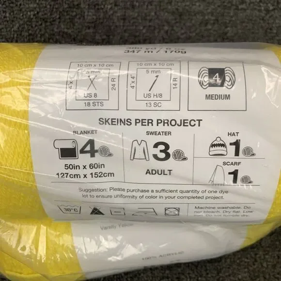Lot Of 2 Big Twist Value Varsity Yellow Discontinued Acrylic Yarn 6oz 380yds Ea - Picture 5 of 5